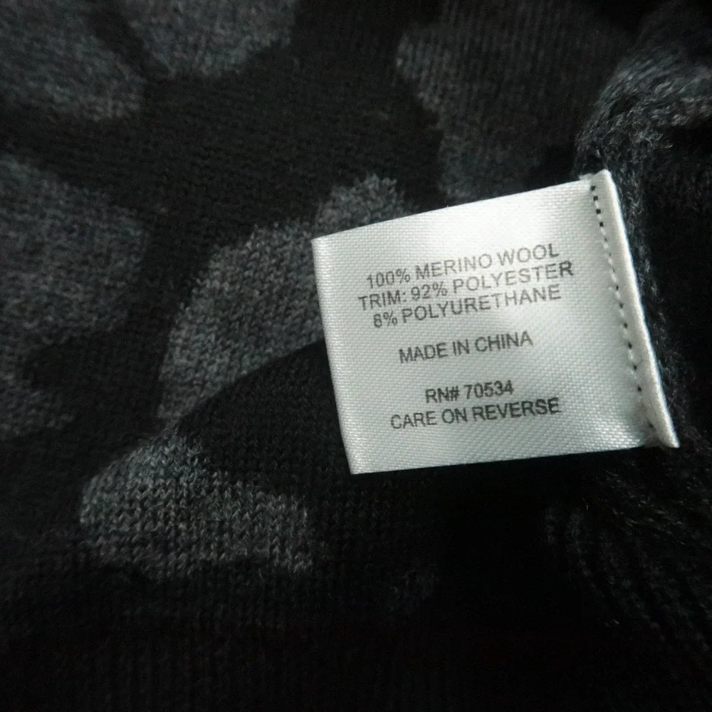 Orvis Sweater Mens Large Gray Camo‎ Merino Quarter Zip 2.0 Wool Pullover Jumper